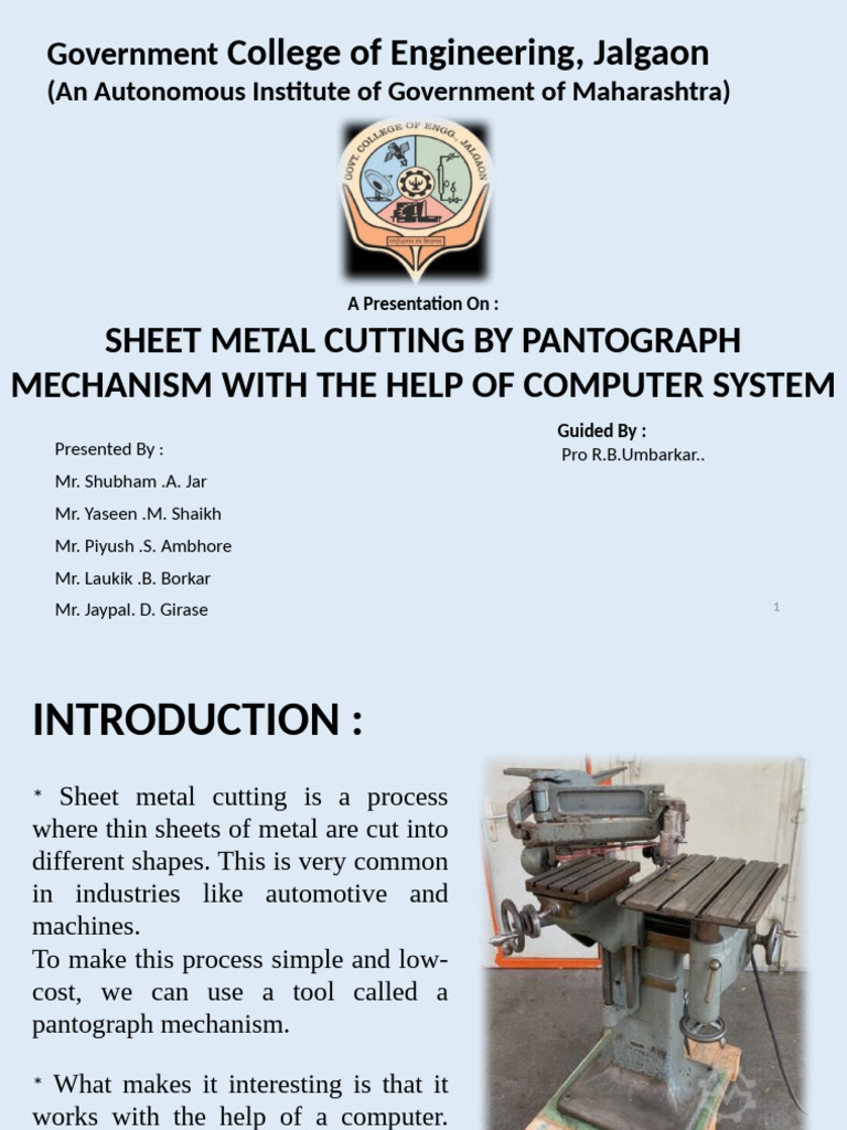 Computerized Pantograph for Metal Cutting | PDF | Sheet Metal ...