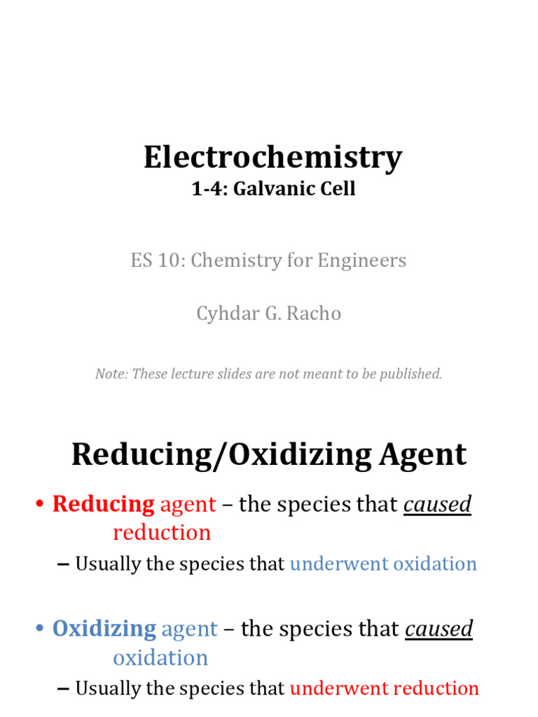 Understanding Galvanic Cells in Electrochemistry | PDF | Redox | Anode