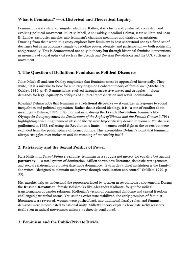 Understanding Feminism's Evolution and Impact | PDF | Feminism | Gender ...