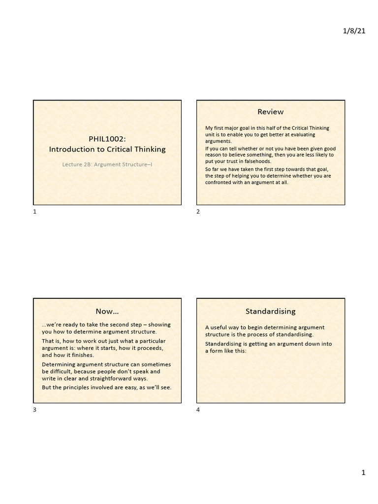 Understanding Argument Structure in Critical Thinking | PDF | Argument ...