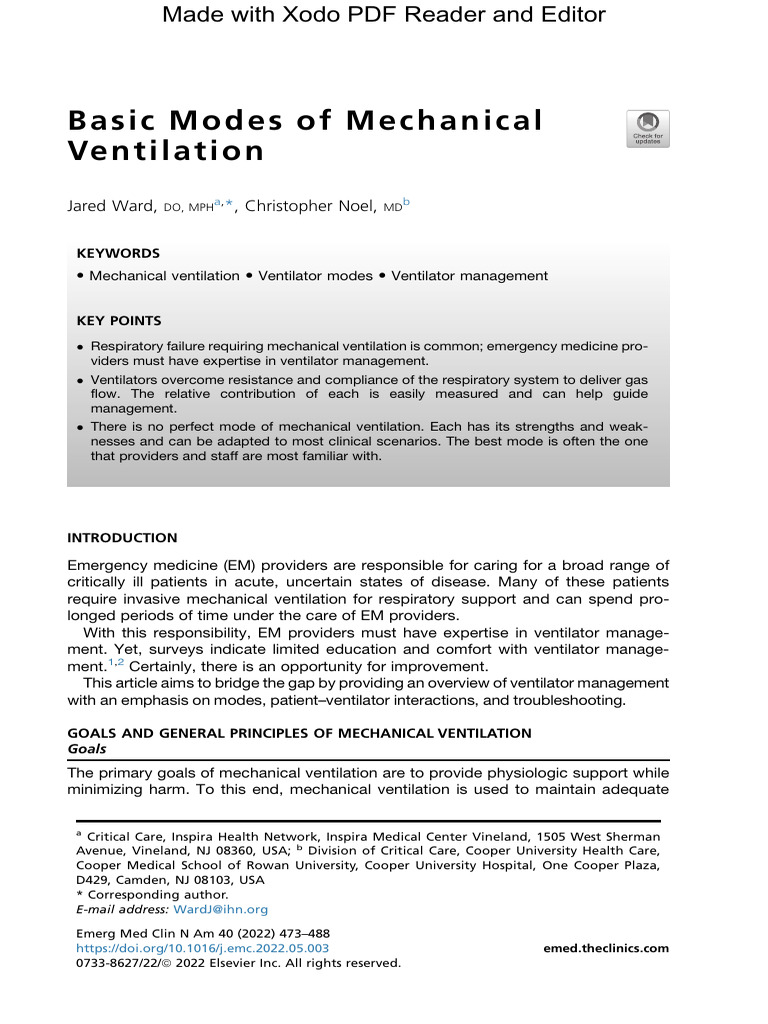 Mechanical Ventilation Modes Overview | PDF | Respiratory System ...