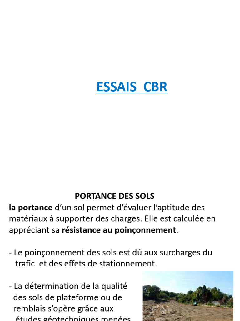 Essai CBR et Portance des Sols | PDF | Mécanique des sols