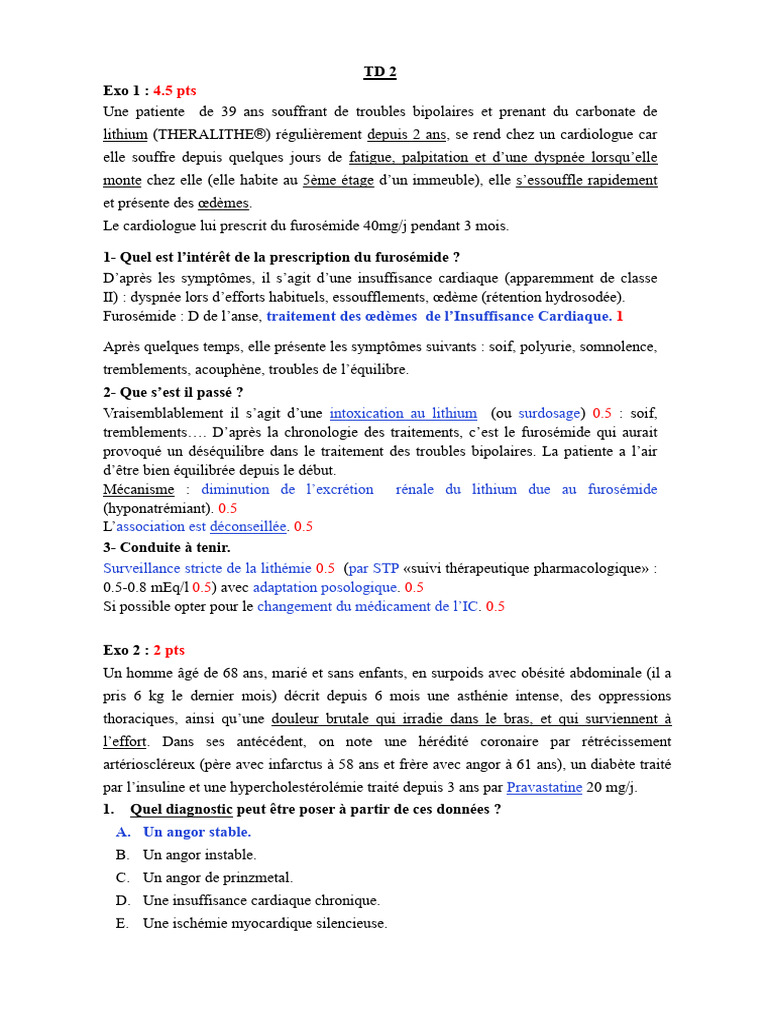 Cas cliniques en cardiologie corrigés | PDF | Cardiologie | Médecine ...