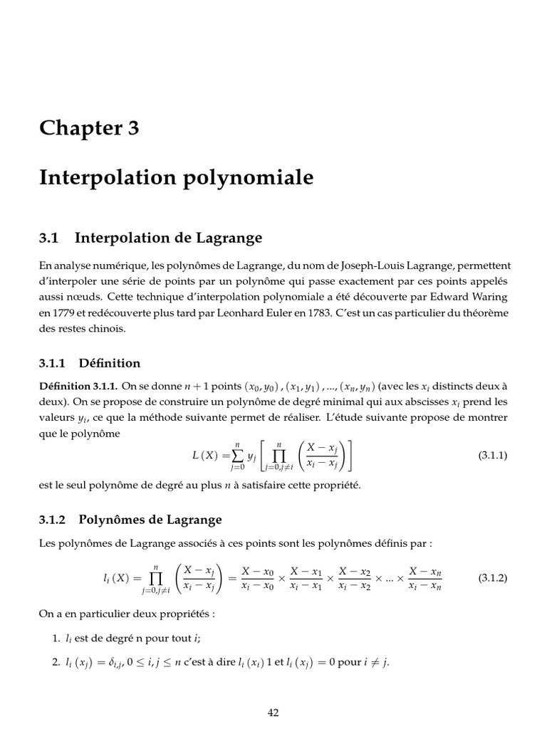 Interpolation de Lagrange en Analyse Numérique | PDF | Mathématiques ...