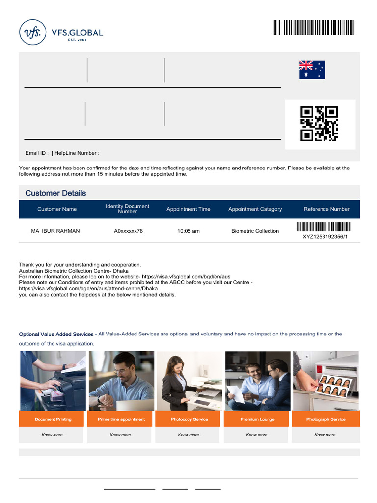 Appointment Confirmation for Biometric Collection | PDF | Payments