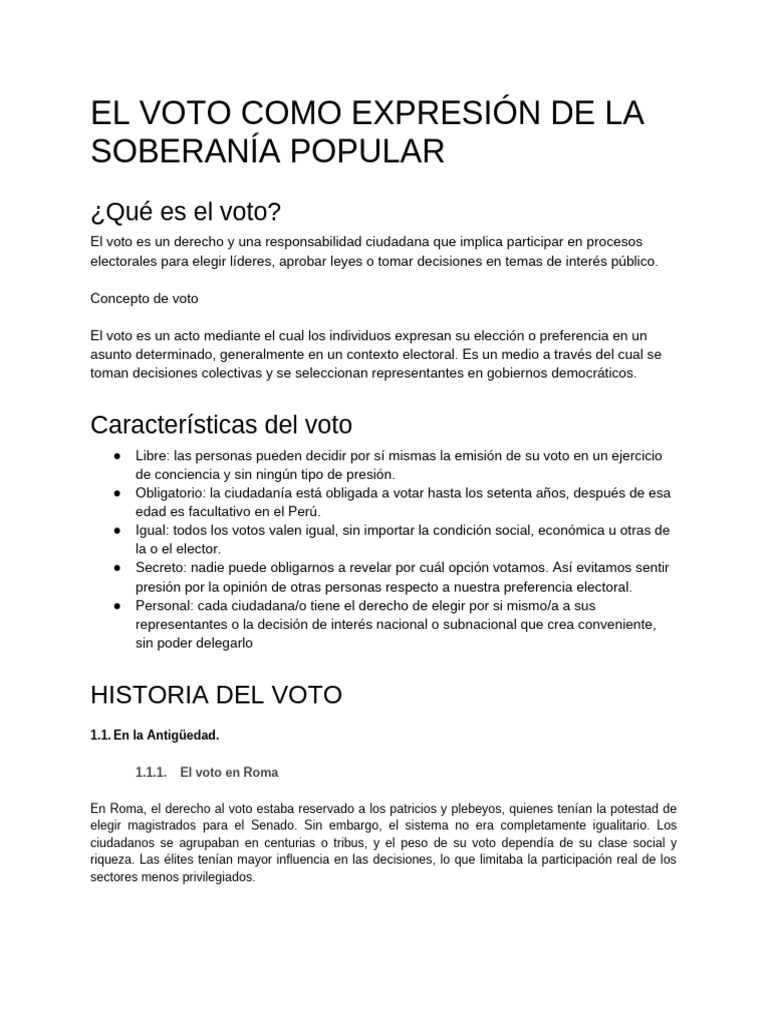 El Voto y la Soberanía Popular | PDF | Votación | Democracia