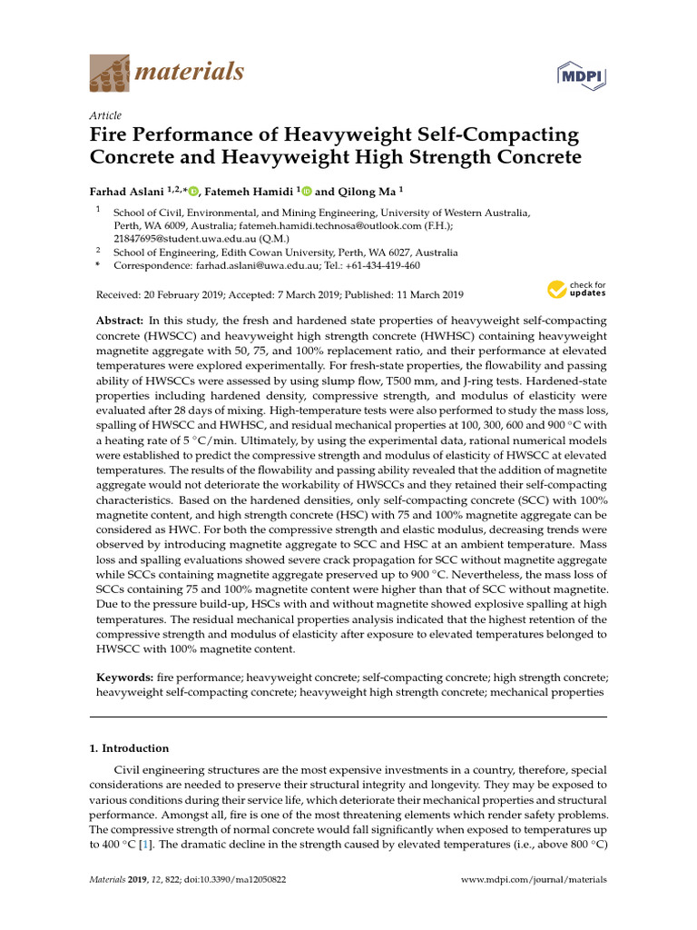 Fire Performance of Heavyweight Concrete | PDF | Concrete | Cement