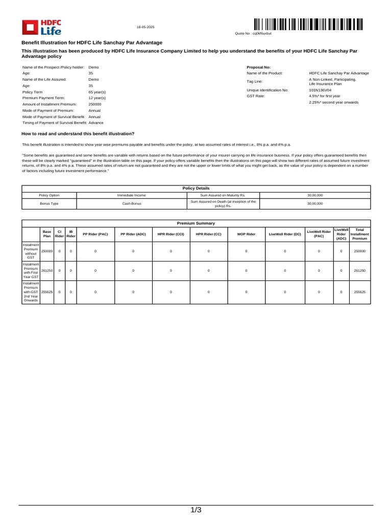 HDFC Life Sanchay Par Advantage Overview | PDF | Insurance | Life Insurance