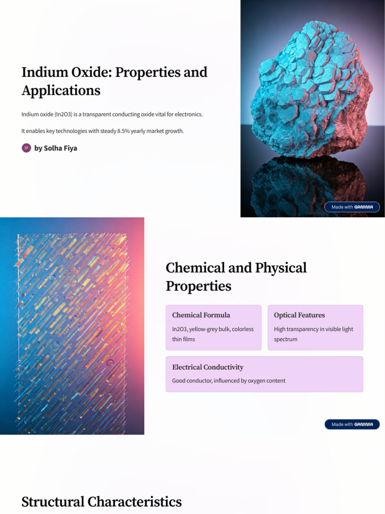 Indium Oxide: Structure and Applications | PDF