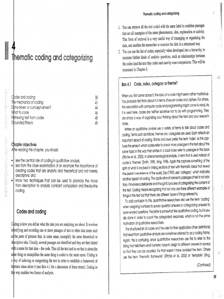 Gibbs Chapter 4 - Thematic Coding and Categorizing | PDF