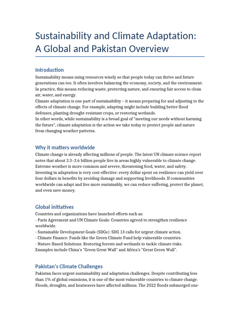 Sustainability and Adaptation | PDF | Climate Change | Sustainability