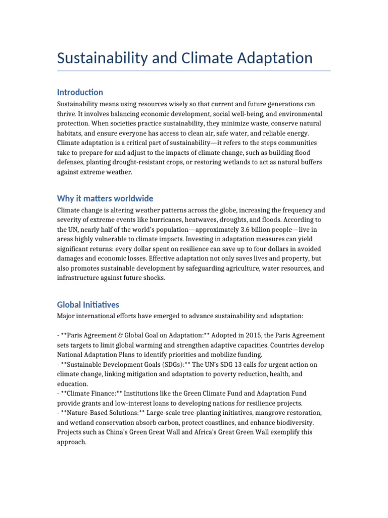 Sustainability and Adaptation | PDF | Climate Change | Sustainability