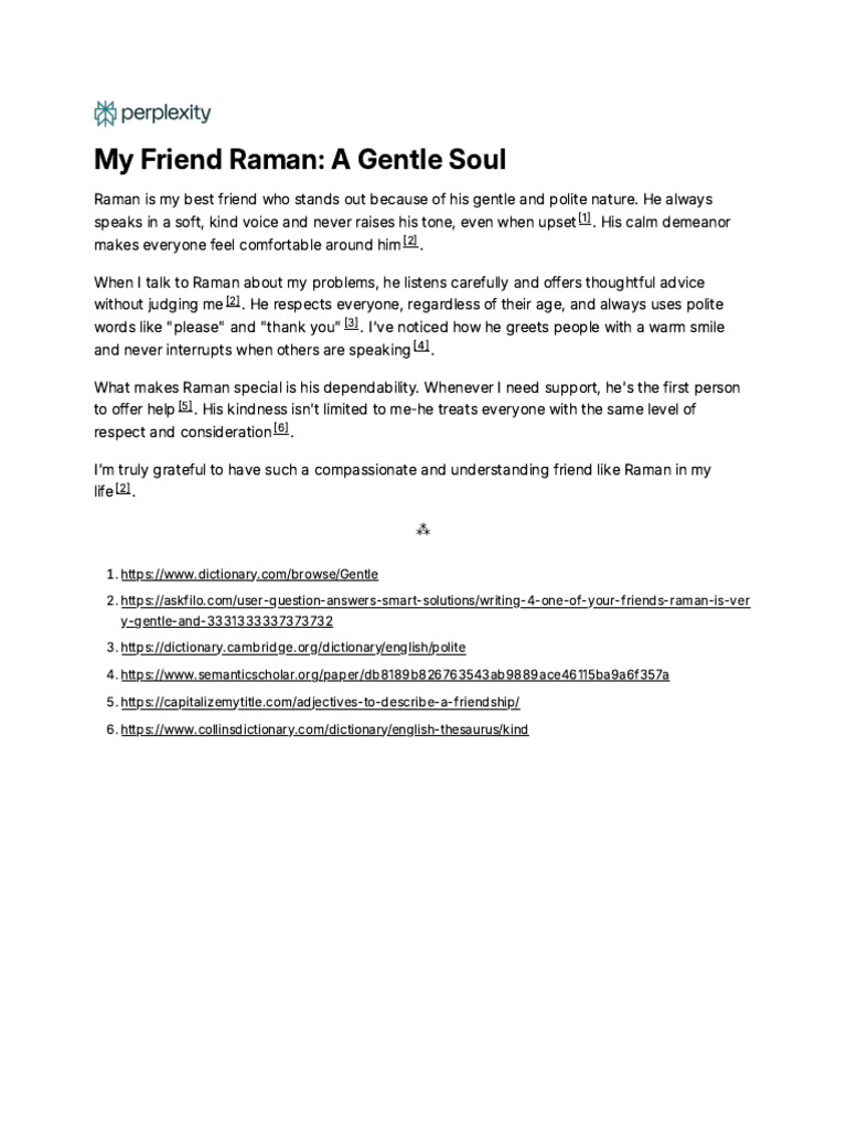 My Friend Raman - A Gentle Soul | PDF