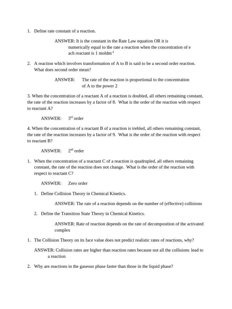 Understanding Reaction Rate Laws and Kinetics | PDF | Reaction Rate ...