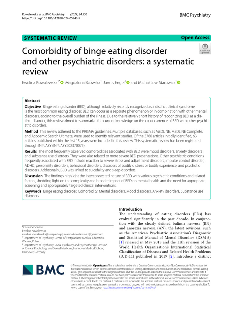 Comorbidity of Binge Eating Disorder | PDF | Mental Disorder ...