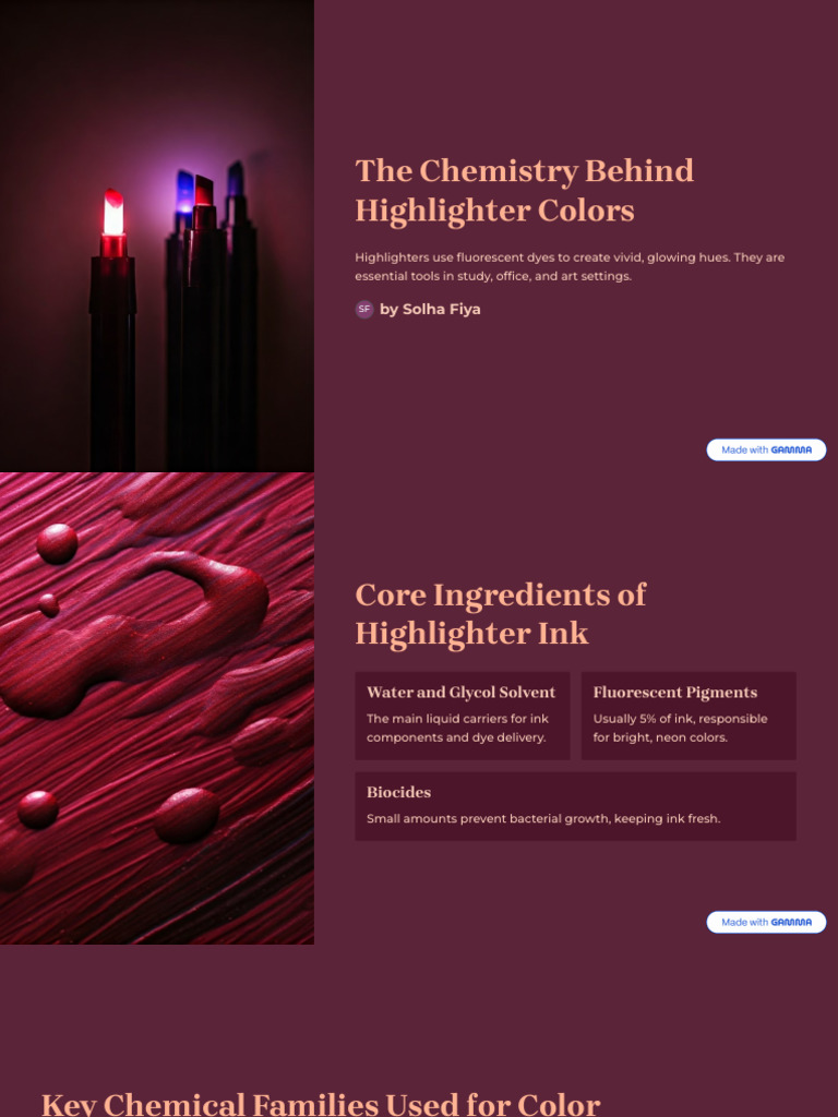 Chemistry of Highlighter Ingredients | PDF | Fluorescence | Color