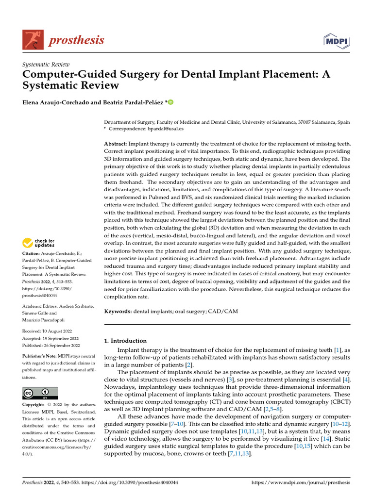 Computer-Guided Dental Implant Surgery Review | PDF | Dental Implant ...