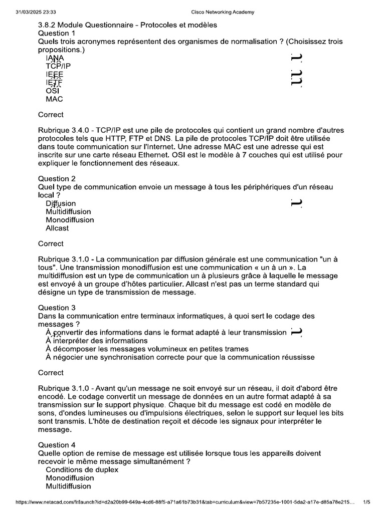 Questions Osi | PDF
