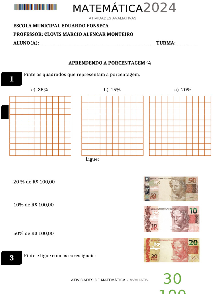 Atividades de Porcentagem Adaptadas | PDF