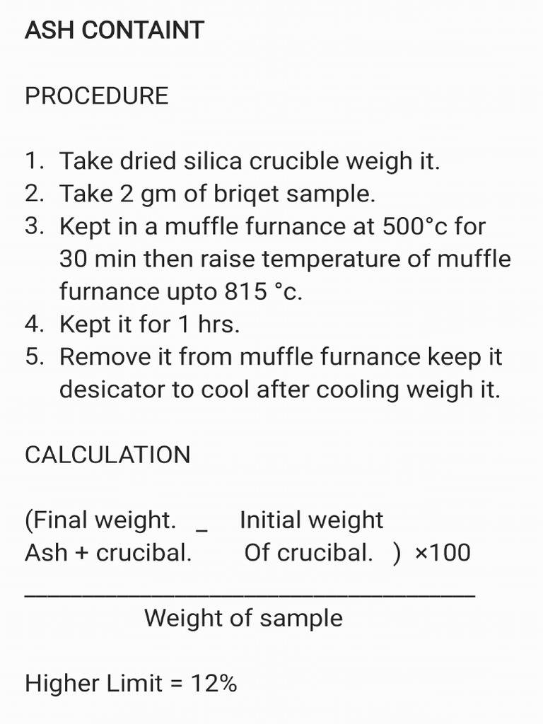 Ash Contain and Moisture | PDF