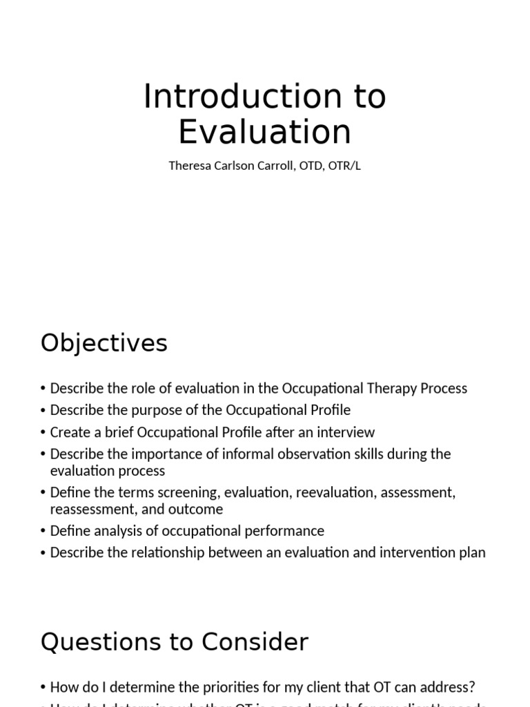 Defining Reevaluation in OT Practice | PDF | Occupational Therapy ...