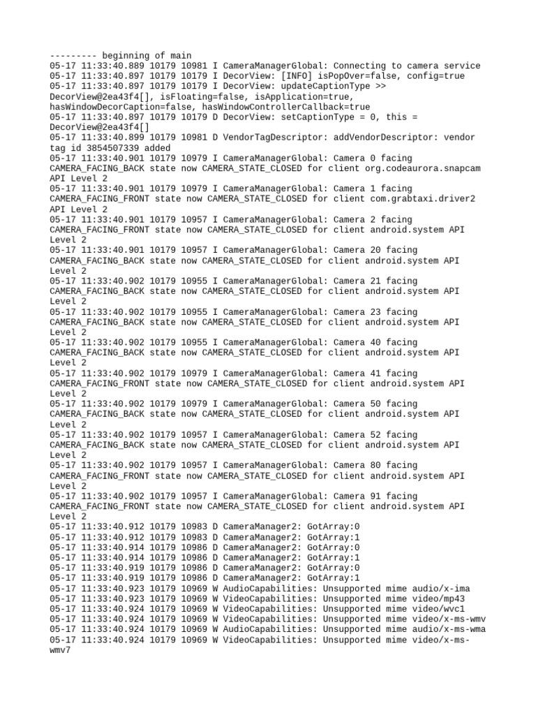 Camera Service Connection Log Analysis | PDF | Computer Engineering ...