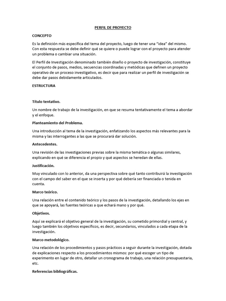 Cómo Elaborar un Perfil de Proyecto de Investigación | PDF ...