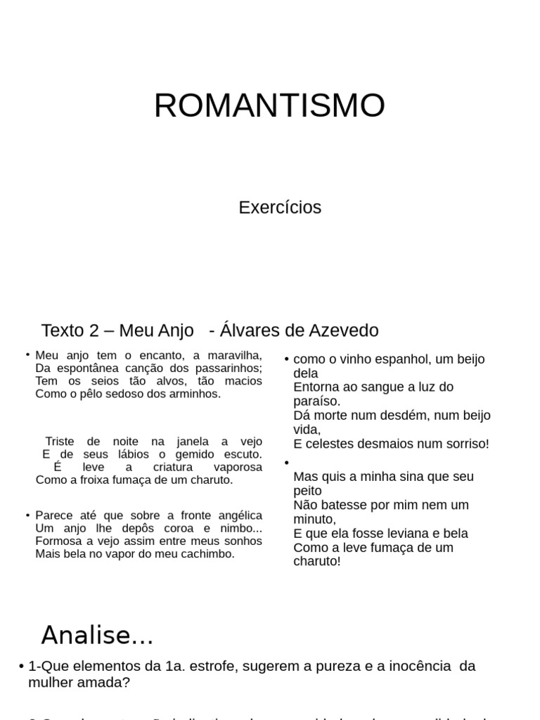 ROMANTISMO - Exercícios | PDF