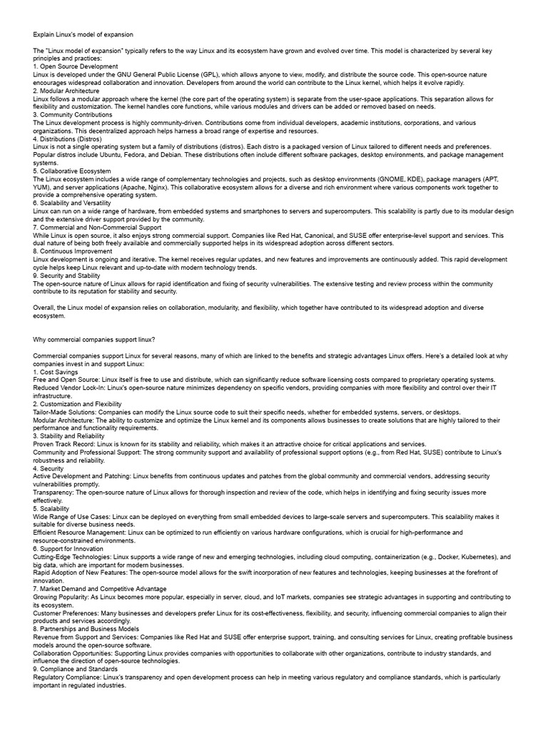 Understanding Linux Expansion Model | PDF | Linux | Linux Distribution