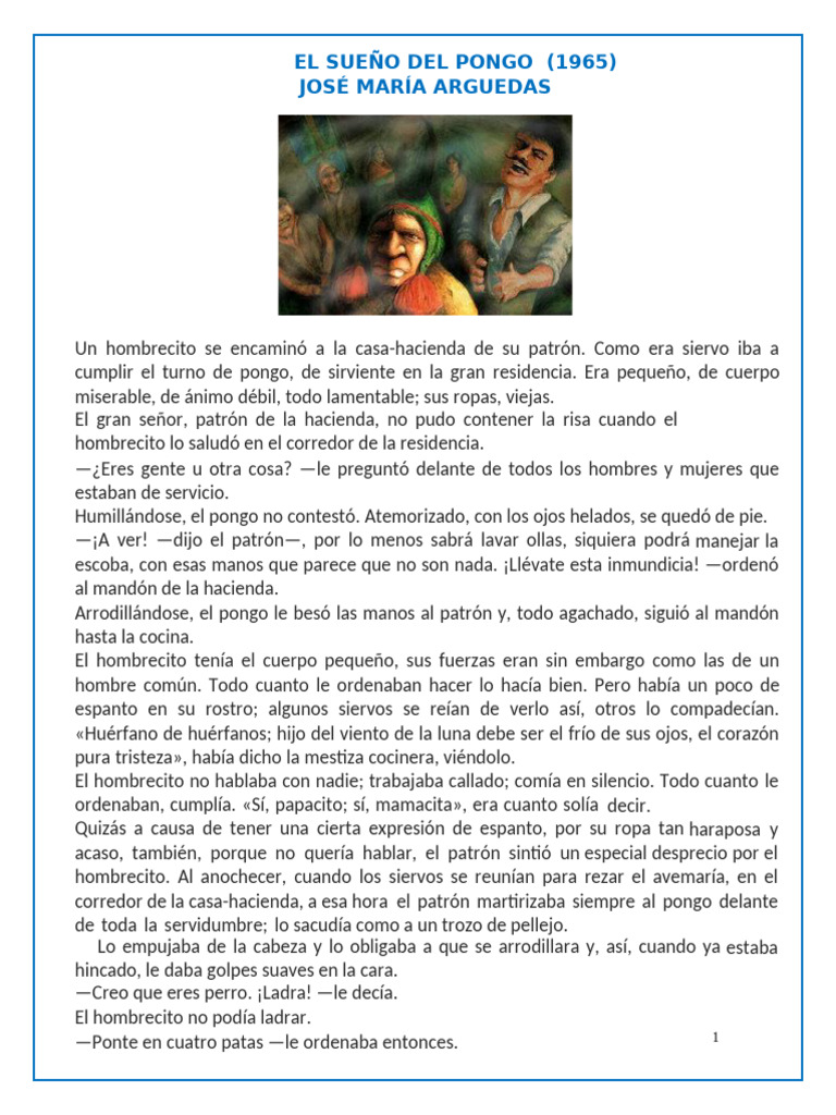 El sueño del pongo: relato de Arguedas | PDF
