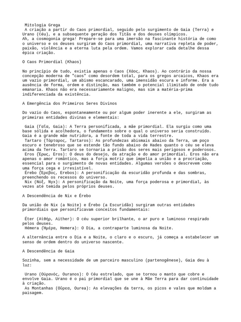 Mitologia Grega Criacao Pdf Zeus Mitologia Grega