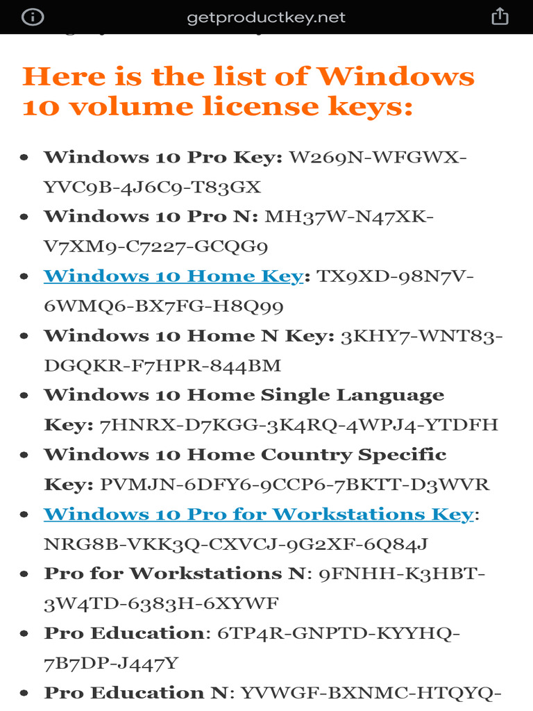 Free Windows 10 License Keys List | PDF