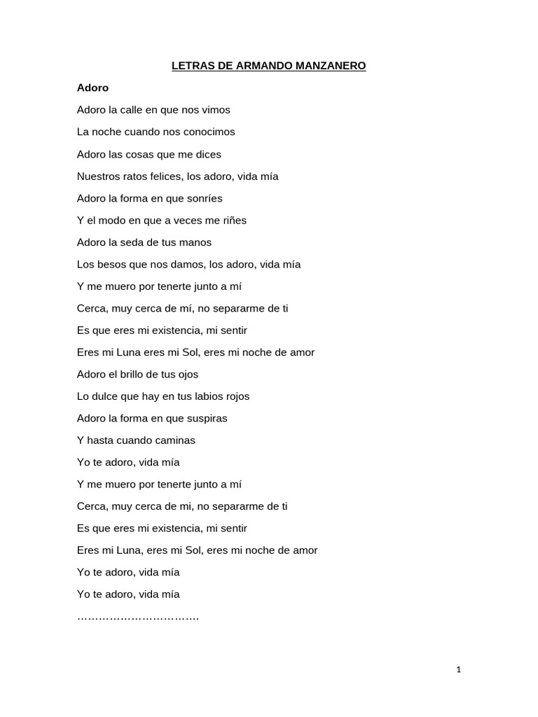 Letras de Armando Manzanero | PDF | Amor