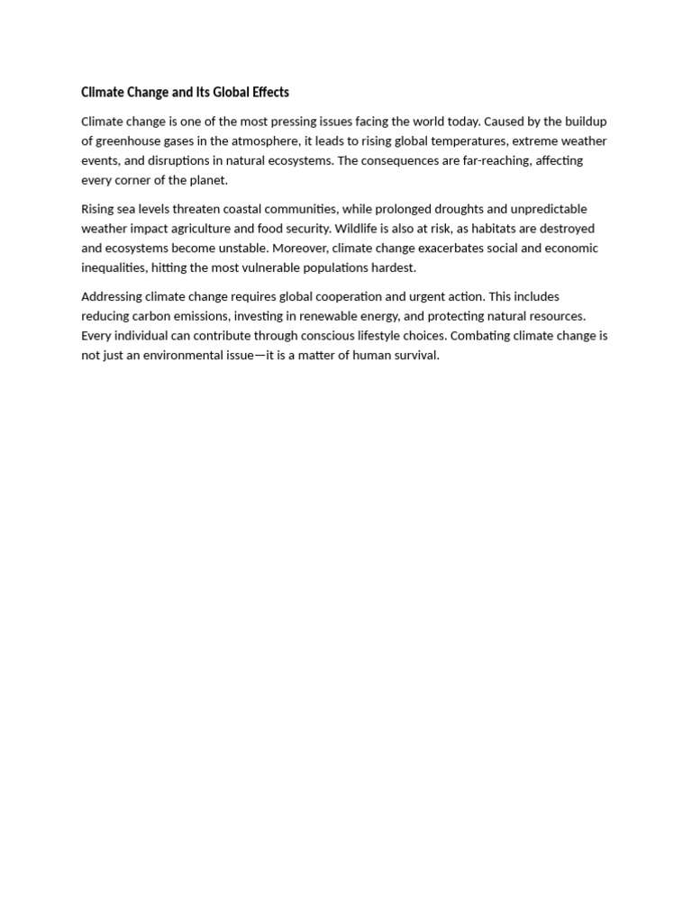 Climate Change and Its Global Effects | PDF