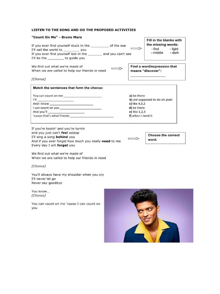 Count On Me - Bruno Mars | PDF