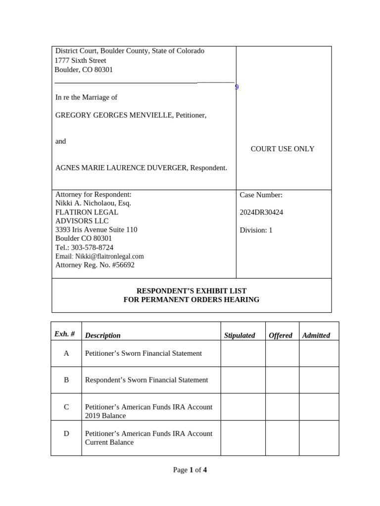 Exhibit List PO Hearing 031725 | PDF