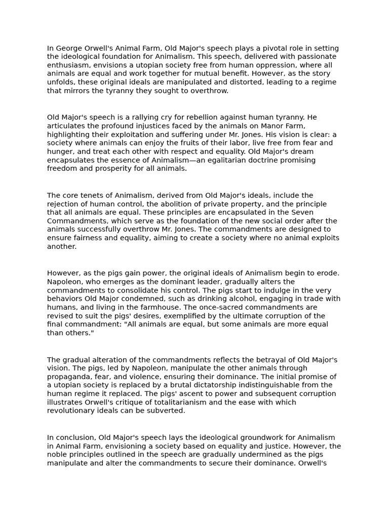 Animal Farm - Literay Essay | PDF | Egalitarianism | Ideologies