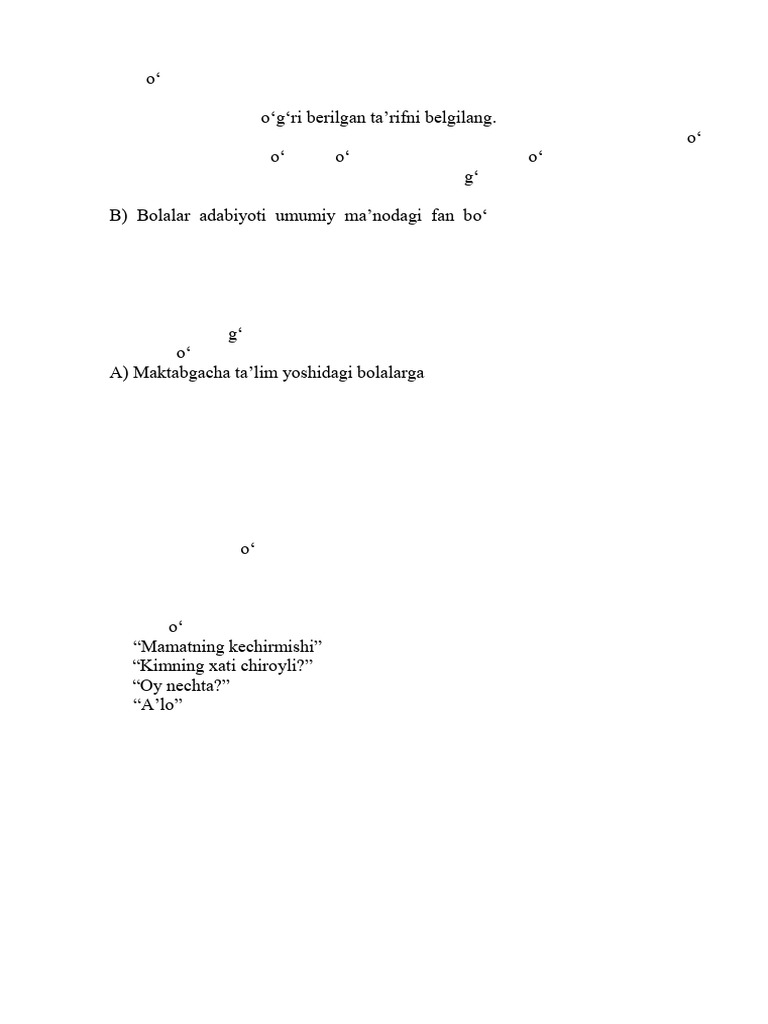 YaDas Kitobcha Format | PDF