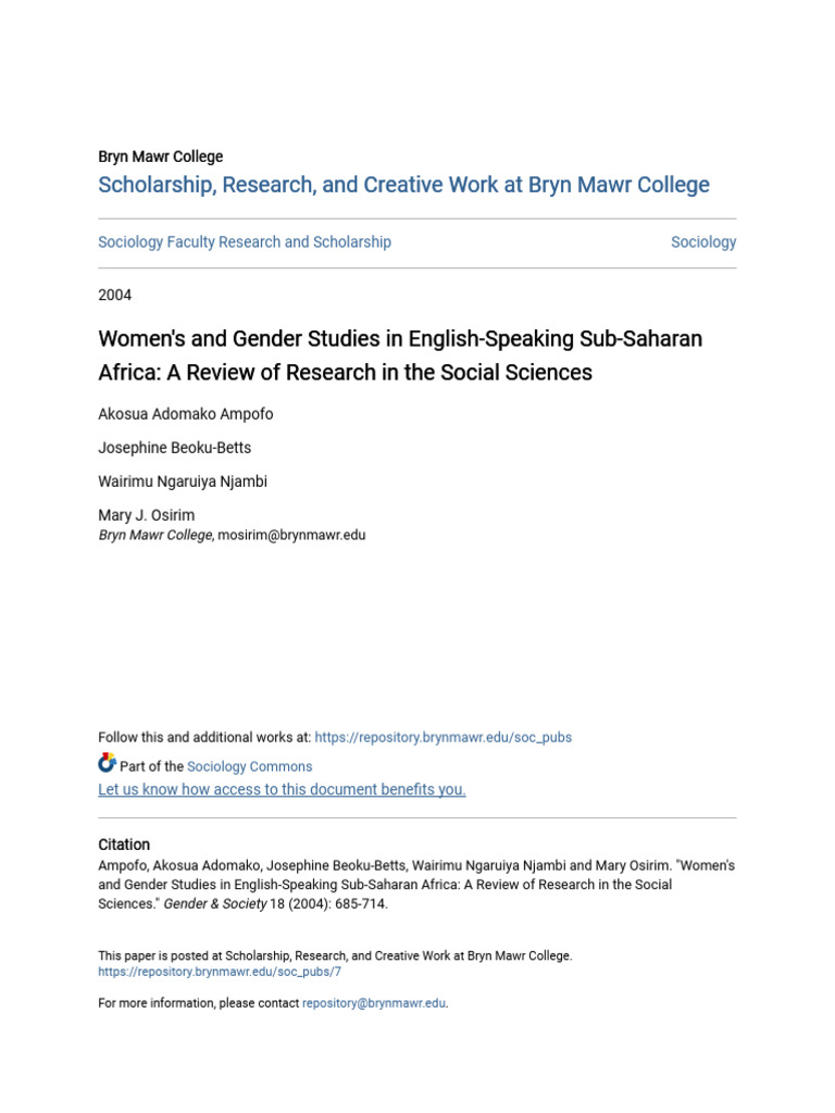 Women's Studies in Sub-Saharan Africa | PDF | Gender Studies | Feminism