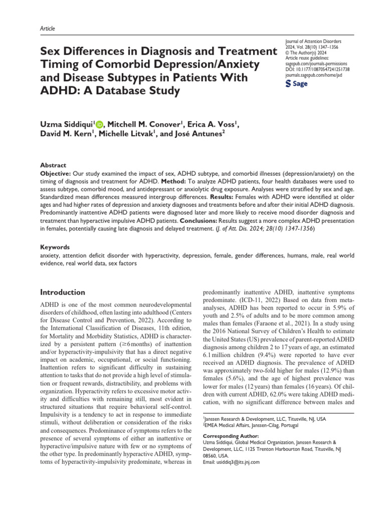 ADHD Diagnosis: Sex Differences Explored | PDF | Attention Deficit ...