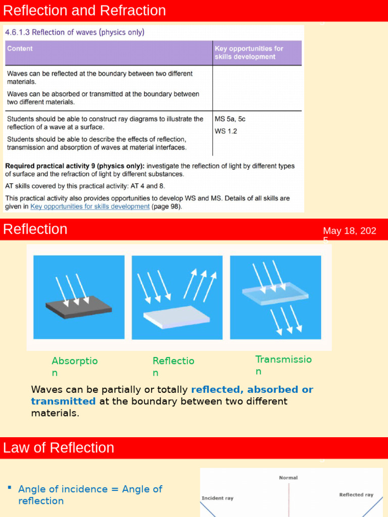 02-Reflection and Refraction | PDF | Reflection (Physics) | Refraction