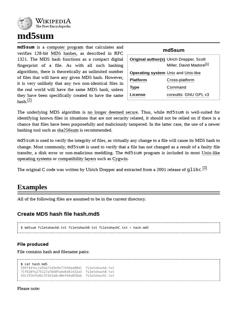 MD 5 Sum | PDF | Computing | System Software