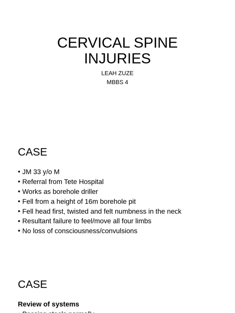 Cervical Spine Injuries | PDF | Spinal Cord Injury | Vertebral Column