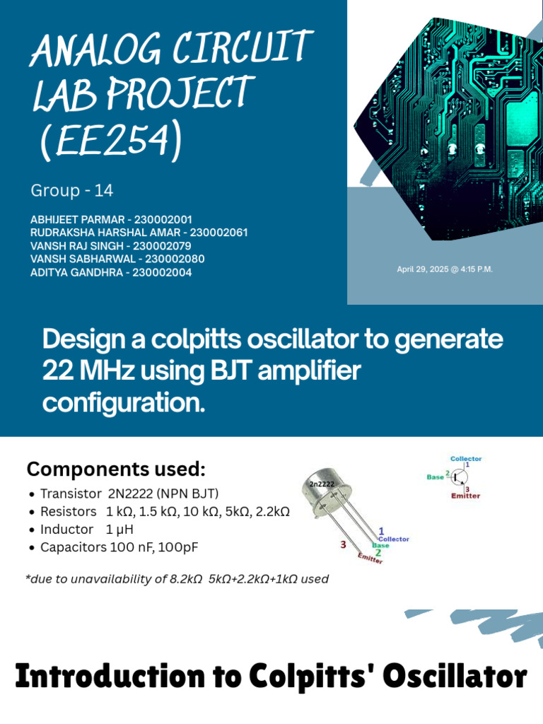 Colpitts Oscillator Design Project | PDF | Electronic Oscillator ...