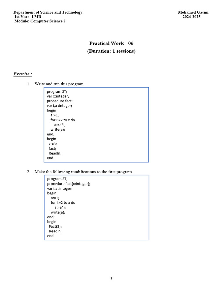 Computer Science 2 Practical Exercises | PDF