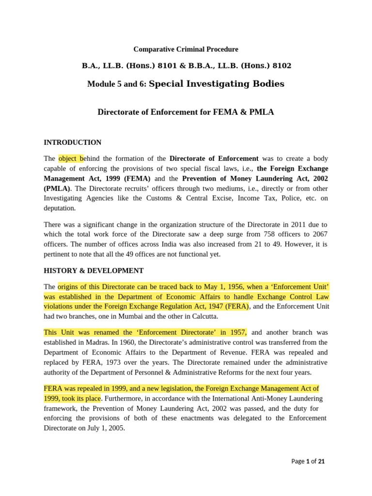Enforcement Directorate Functions Overview | PDF | American Government ...