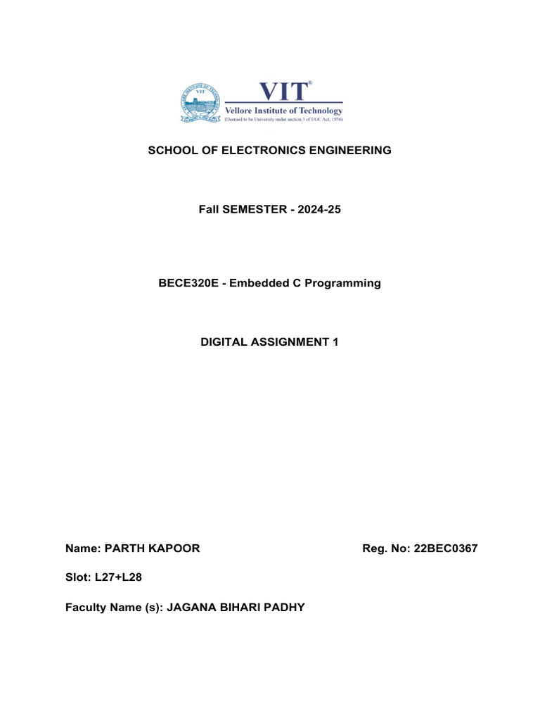 Embedded C Programming Assignment 2024 | PDF | Computer Programming ...