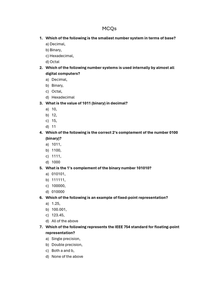 Computer Architecture MCQs for Students | PDF | Computer Data Storage ...