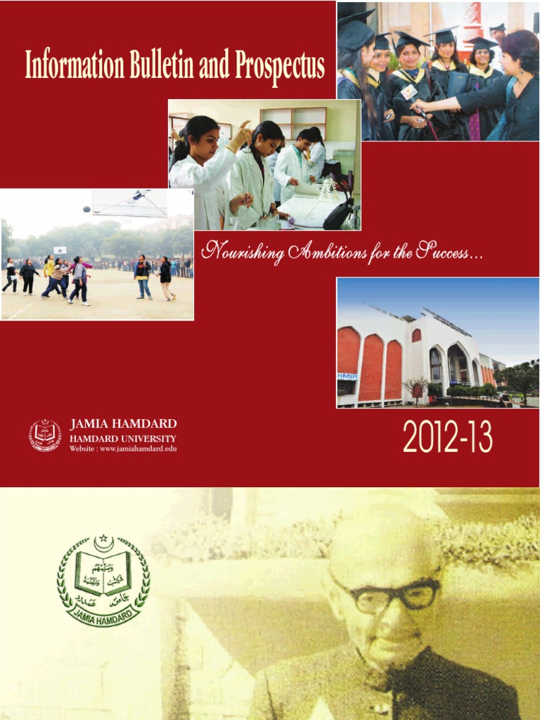 Jamia Hamdard Prospectus 2012-13 | PDF | Doctor Of Philosophy | University  And College Admission