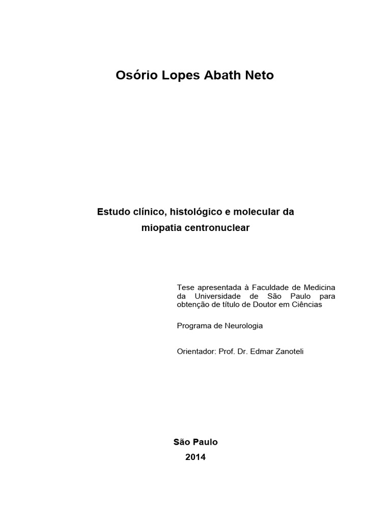 Estudo da Miopatia Centronuclear | PDF | Proteínas | Músculo